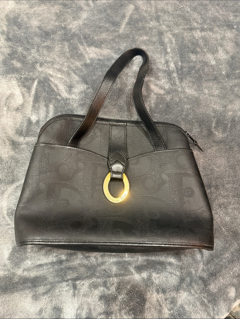 Vintage Christian Dior Black Trotter Oblique Monogram Canvas Bag